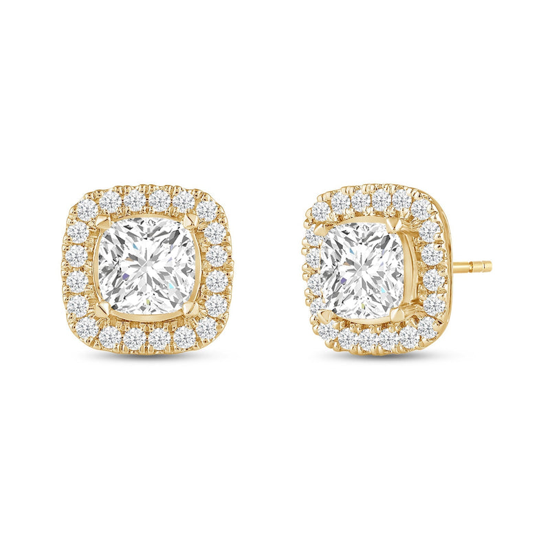 Cushion Diamond Halo Earrings