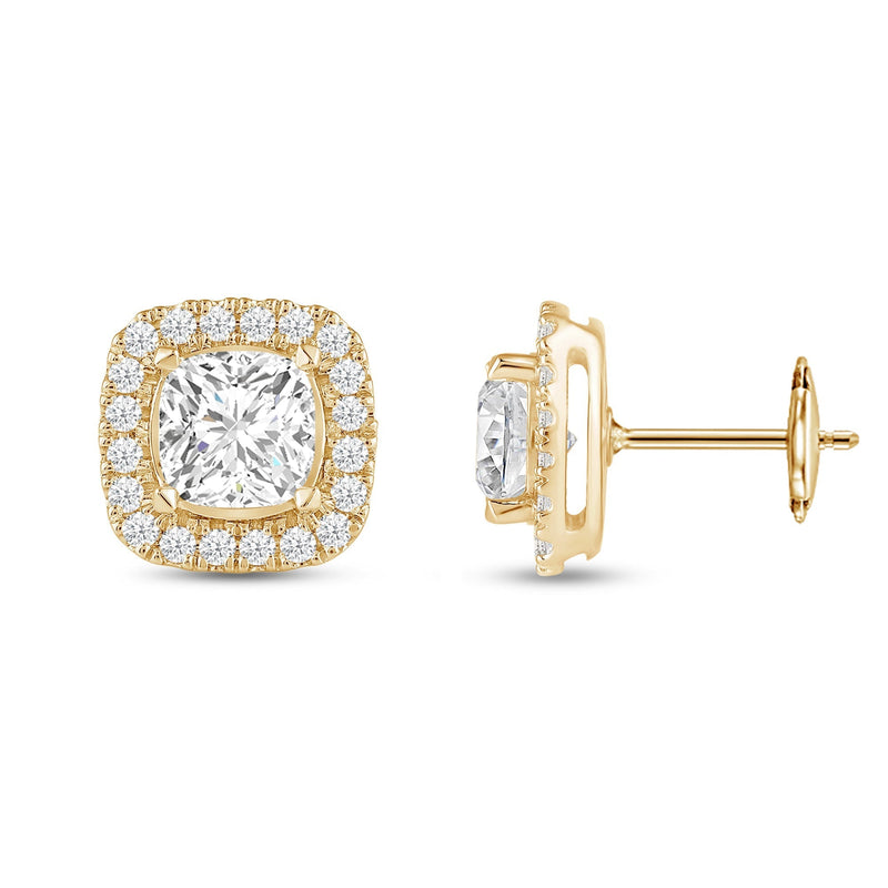 Cushion Diamond Halo Earrings