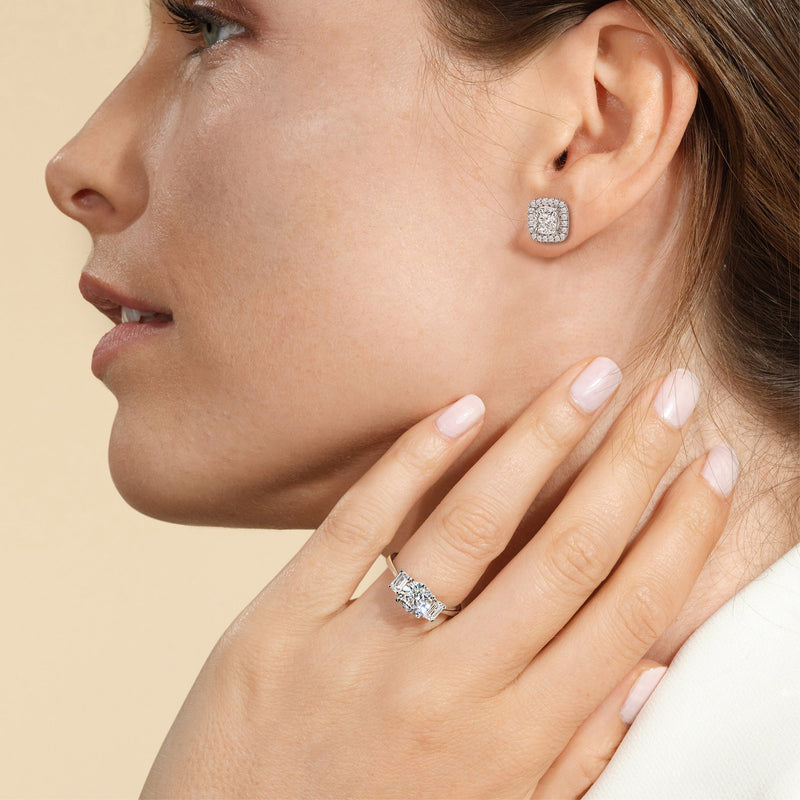 Cushion Diamond Halo Earrings
