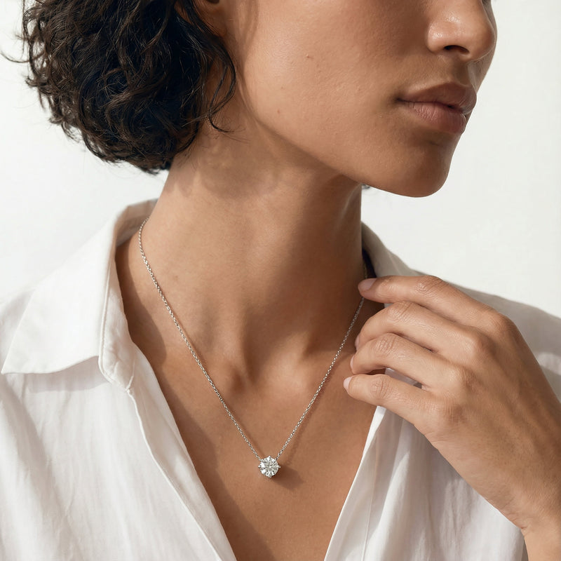 Kite Set Round Lab Created Diamond Solitaire Pendant