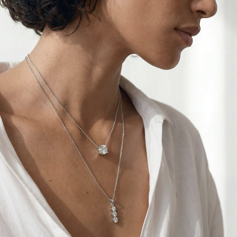 Kite Set Round Lab Created Diamond Solitaire Pendant