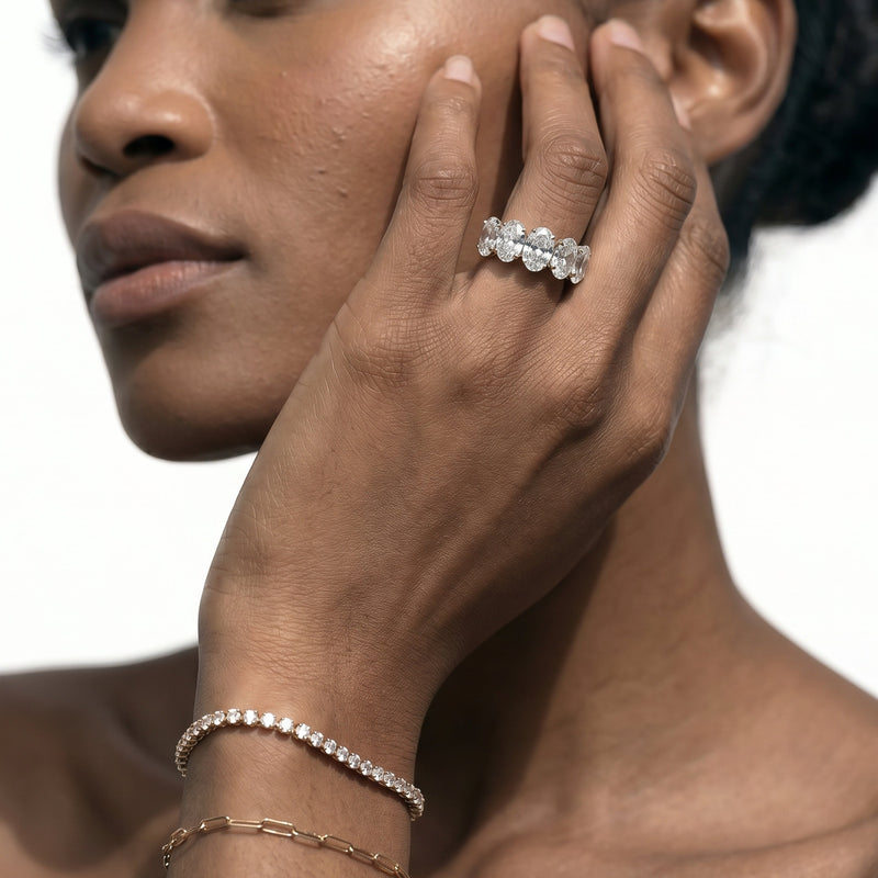 Classic Five Stone Oval Diamond Anniversary Ring (F+ SI+)