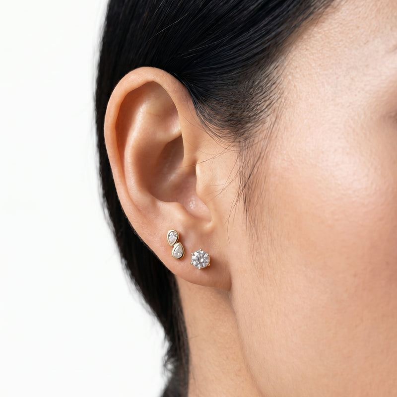 Round Diamond Six Prong Stud Earrings (F/G SI+)