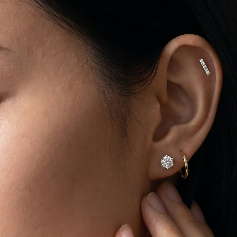 Round Diamond Six Prong Stud Earrings (F/G SI+)