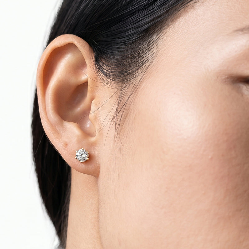 Round Diamond Six Prong Stud Earrings (F/G SI+)