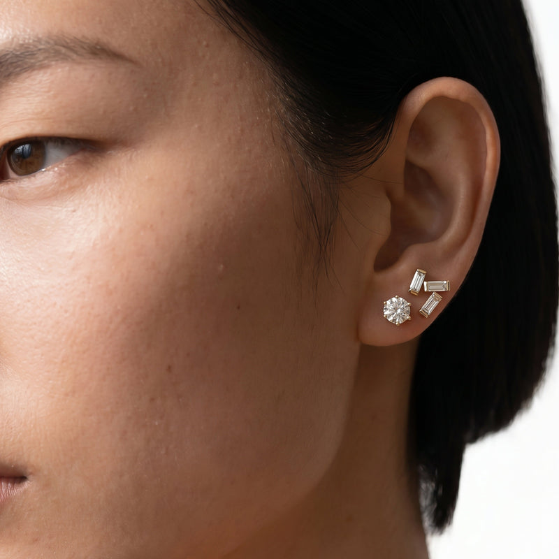 Round Diamond Six Prong Stud Earrings (F/G SI+)