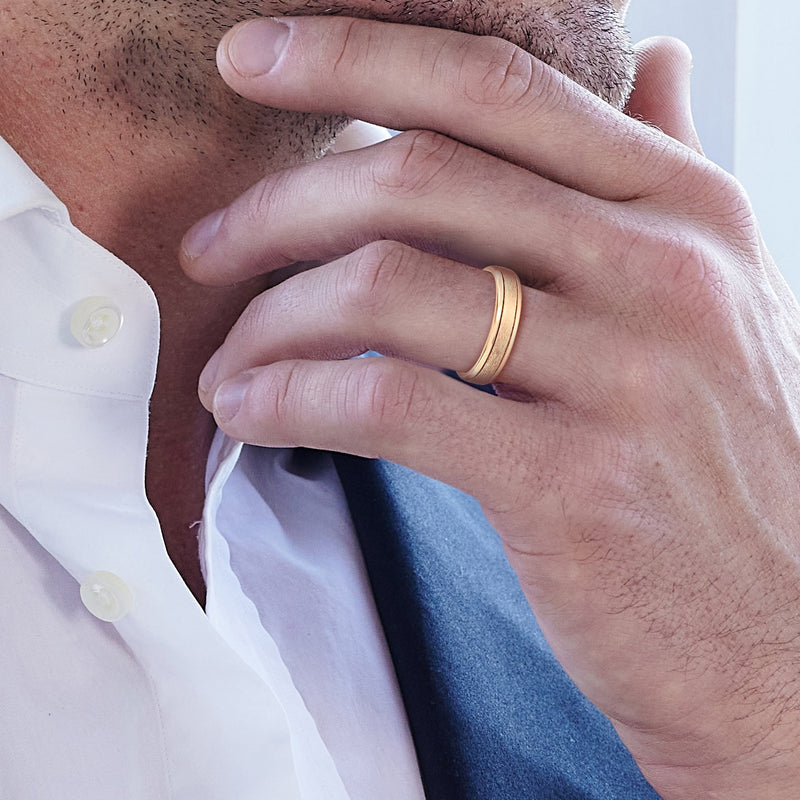 Men's Grooved Satin Finish Band