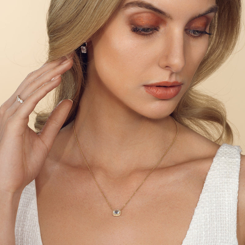 Halo Emerald Chain Necklace