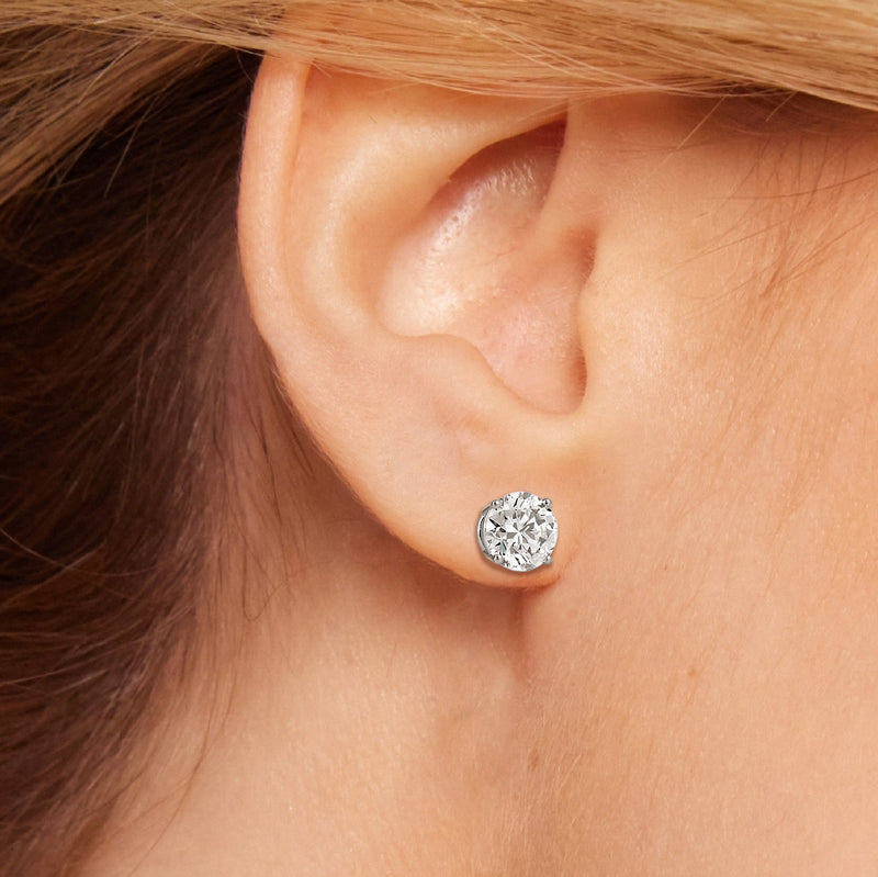 Classic Round Diamond Four Prong Stud Earrings (F/G SI+)