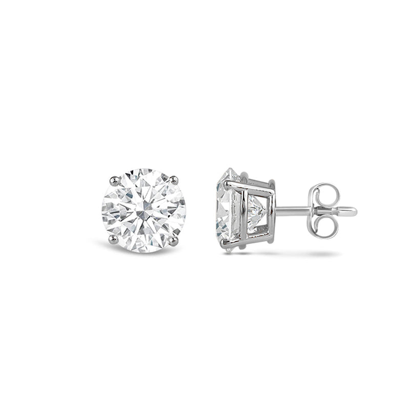 Certified Classic Round Diamond Four Prong Stud Earrings (IGI: G/H SI+)