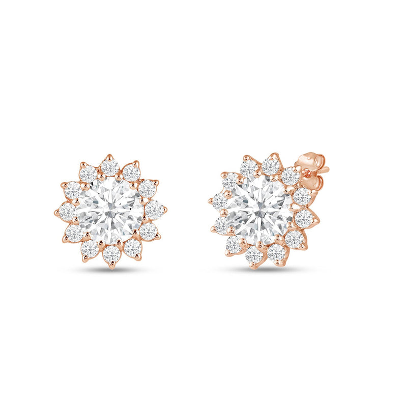 Flower Halo Diamond Earrings
