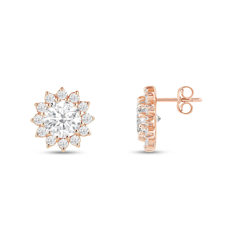 Flower Halo Diamond Earrings