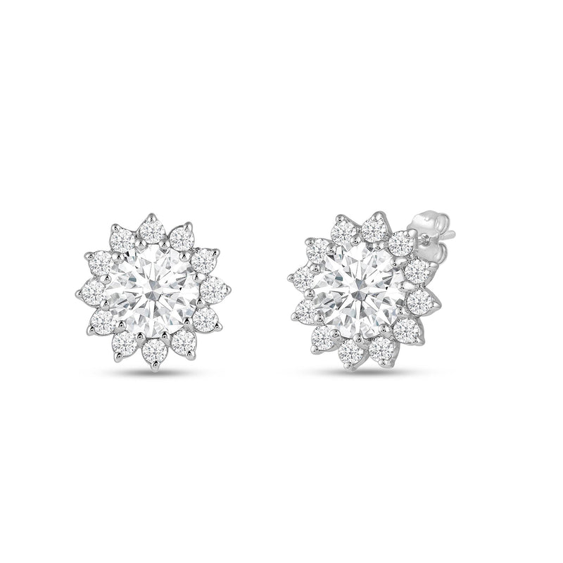 Flower Halo Diamond Earrings