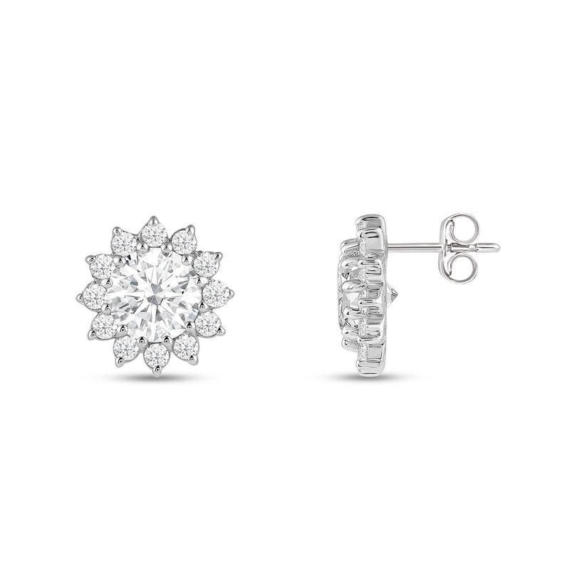 Flower Halo Diamond Earrings