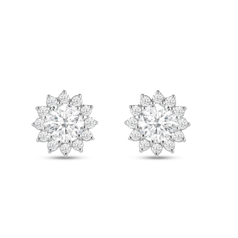 Flower Halo Diamond Earrings