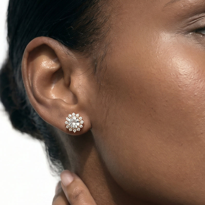 Flower Halo Diamond Earrings