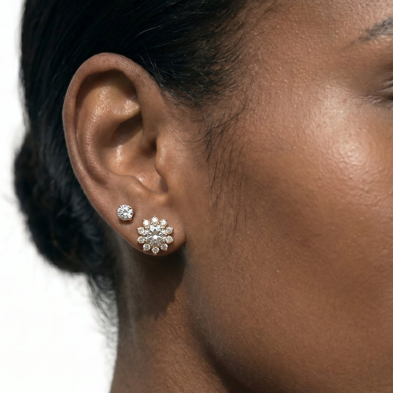 Flower Halo Diamond Earrings