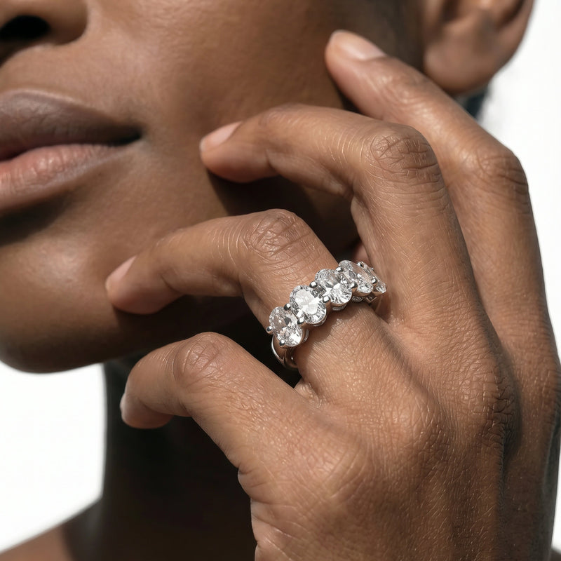 Classic Five Stone Oval Diamond Anniversary Ring (F+ SI+)