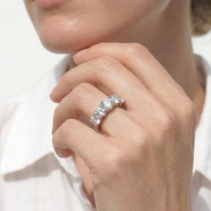 Five Stone Round Diamond Anniversary Ring