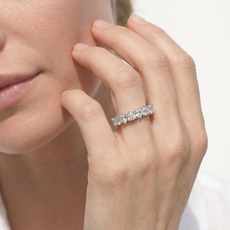 Classic Seven Stone Heart Diamond Anniversary Ring (F+ SI+)