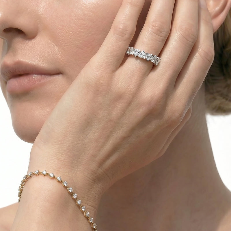 Classic Seven Stone Heart Diamond Anniversary Ring (F+ SI+)