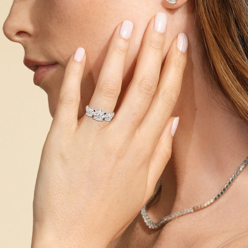 Classic Three Stone Round Brilliant Cut Diamond Ring (F+ SI+)