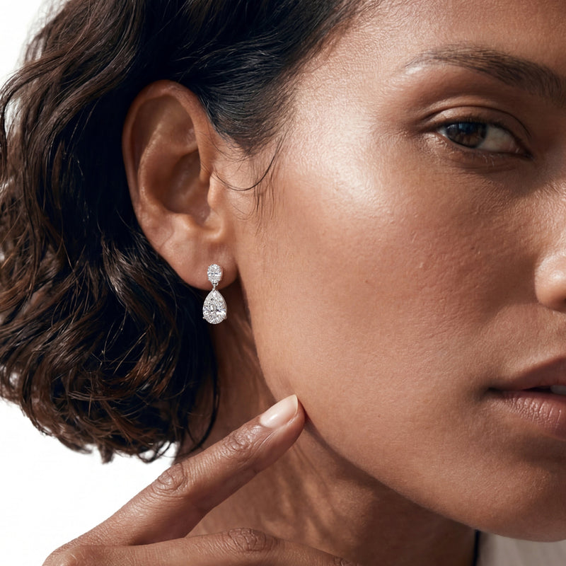 Elegance Oval and Pear Drop Studs