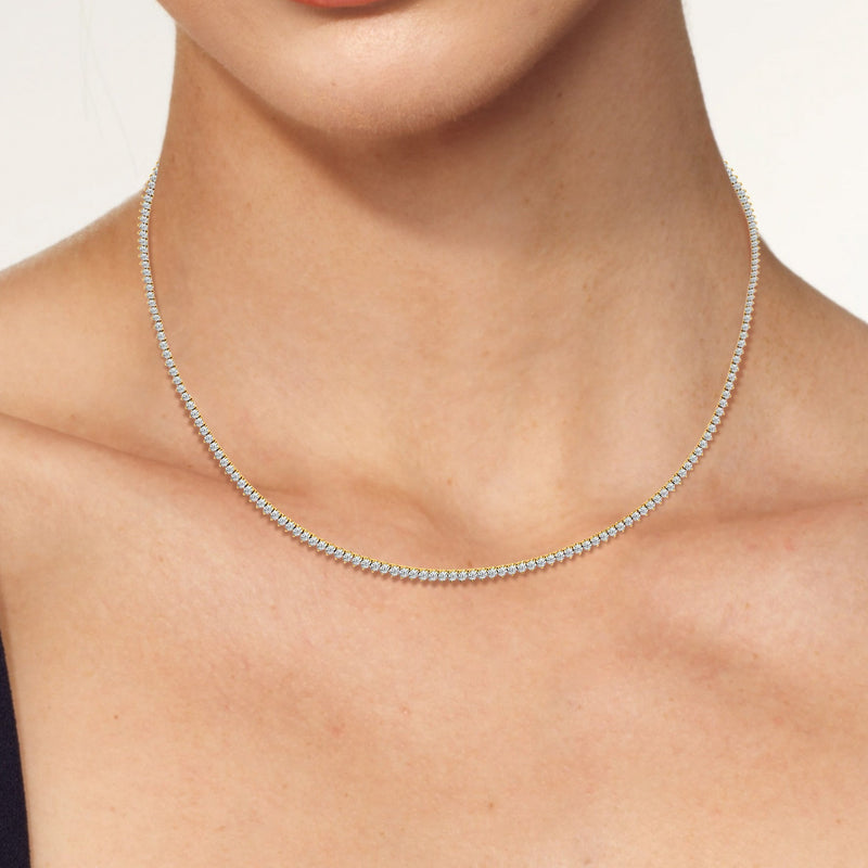Classic Three Prong Diamond Tennis Necklace
