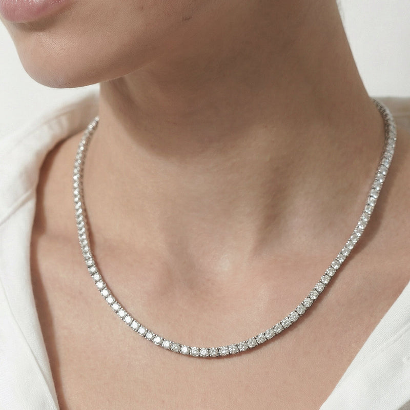 Classic Four Prong Diamond Tennis Necklace