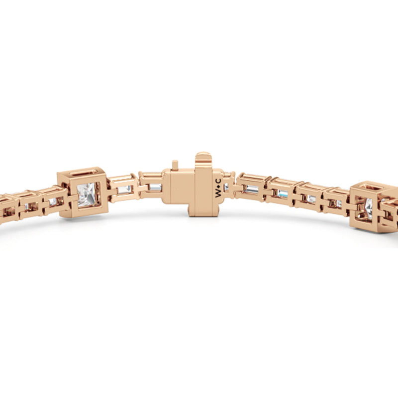 Bezeled Princess Station with Emeralds Tennis Bracelet