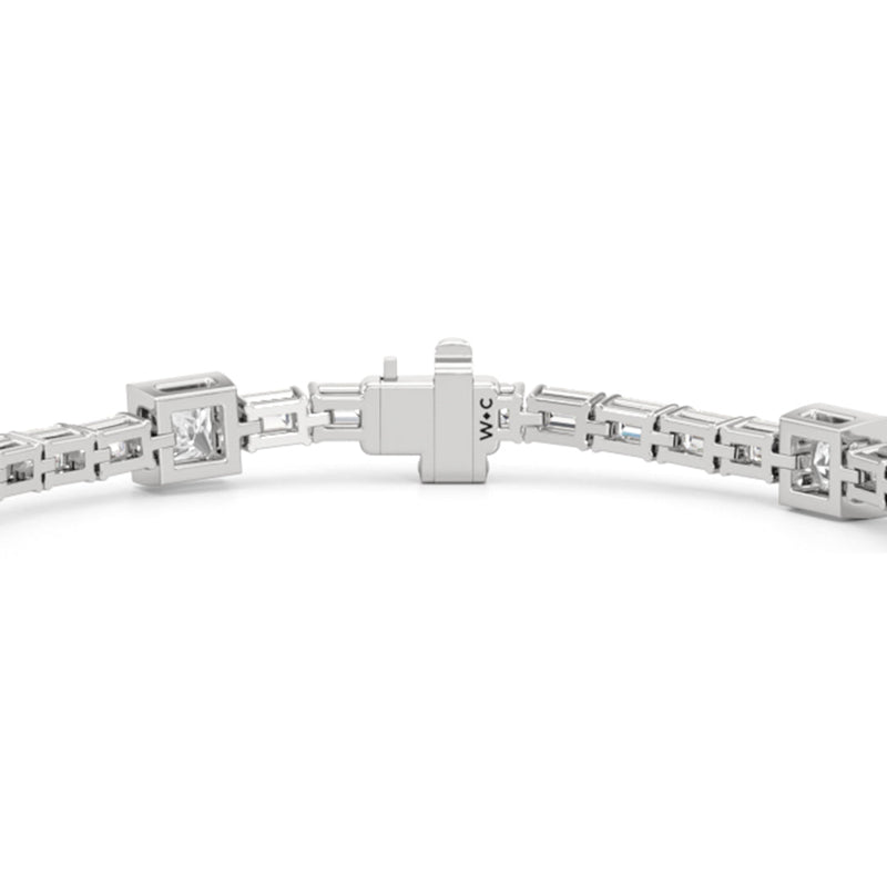 Bezeled Princess Station with Emeralds Tennis Bracelet