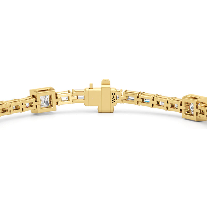 Bezeled Princess Station with Emeralds Tennis Bracelet