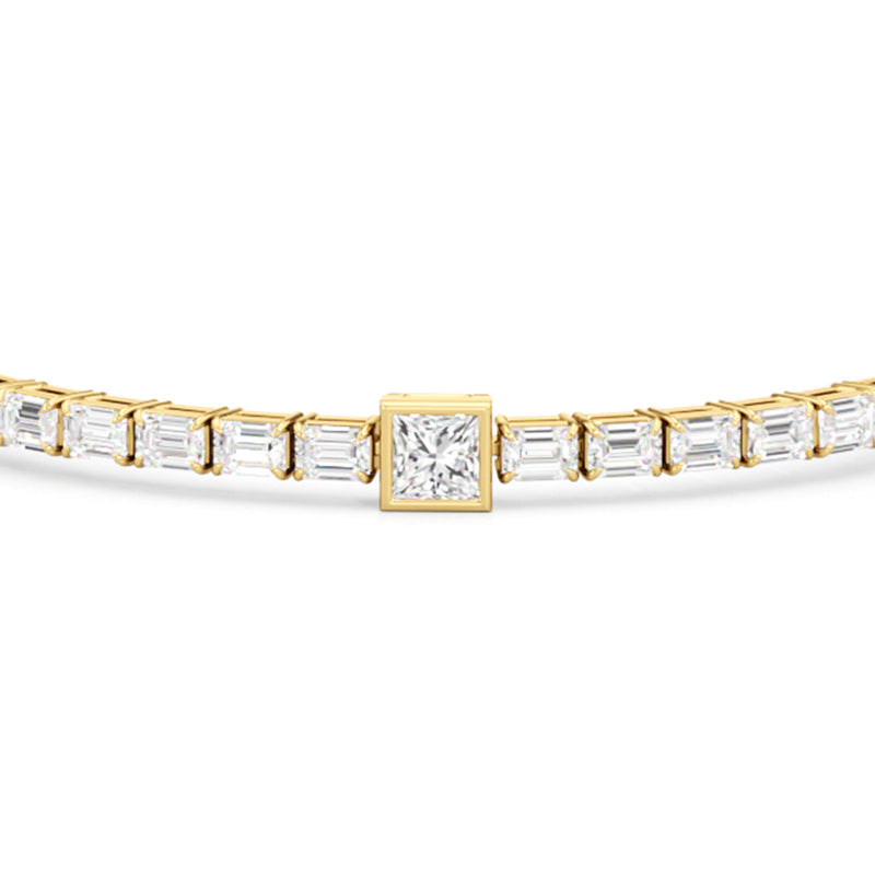 Bezeled Princess Station with Emeralds Tennis Bracelet