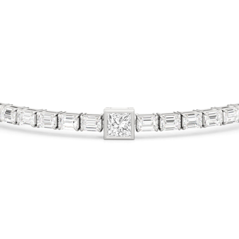 Bezeled Princess Station with Emeralds Tennis Bracelet