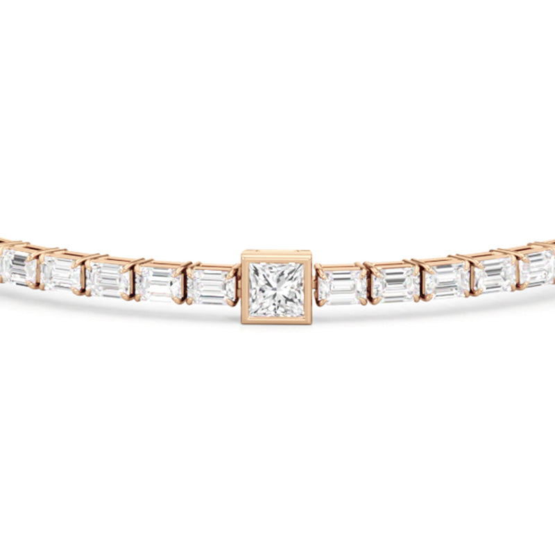 Bezeled Princess Station with Emeralds Tennis Bracelet