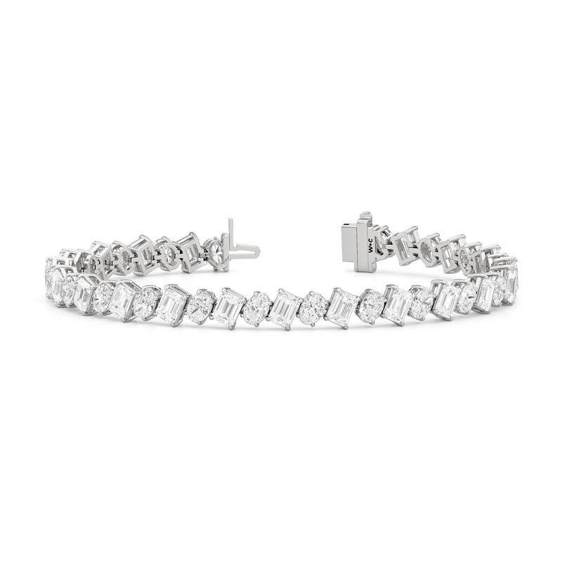 Oval and Emerald Herringbone Tennis Bracelet