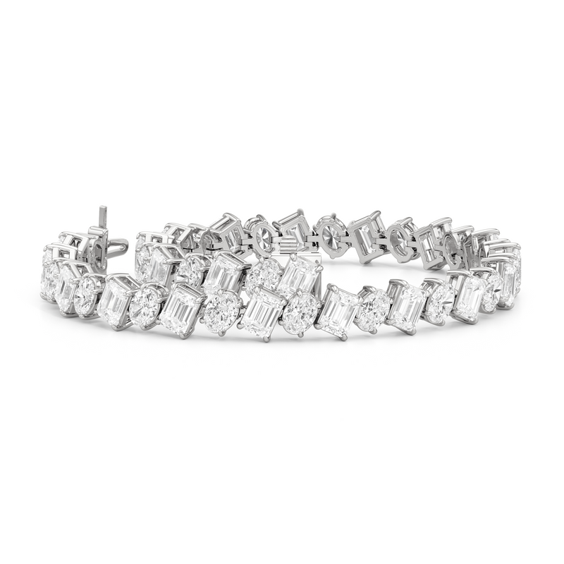 Oval and Emerald Herringbone Tennis Bracelet