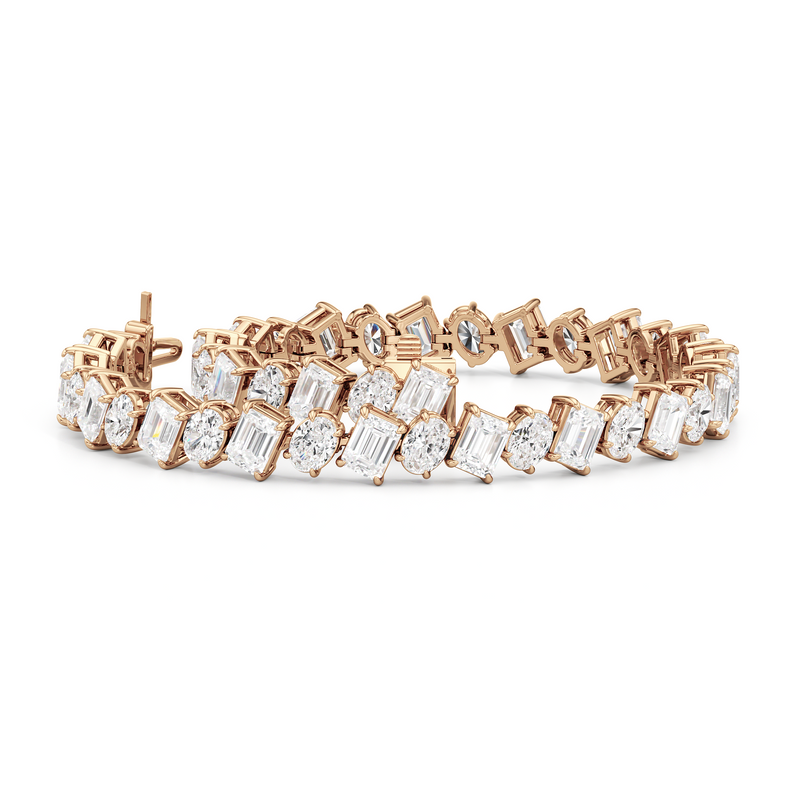 Oval and Emerald Herringbone Tennis Bracelet