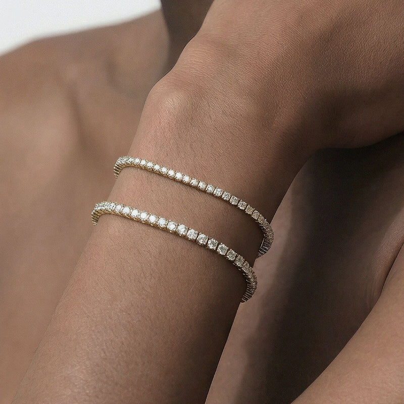 Classic 4-Prong Round Lab Diamond Square Basket Tennis Bracelet