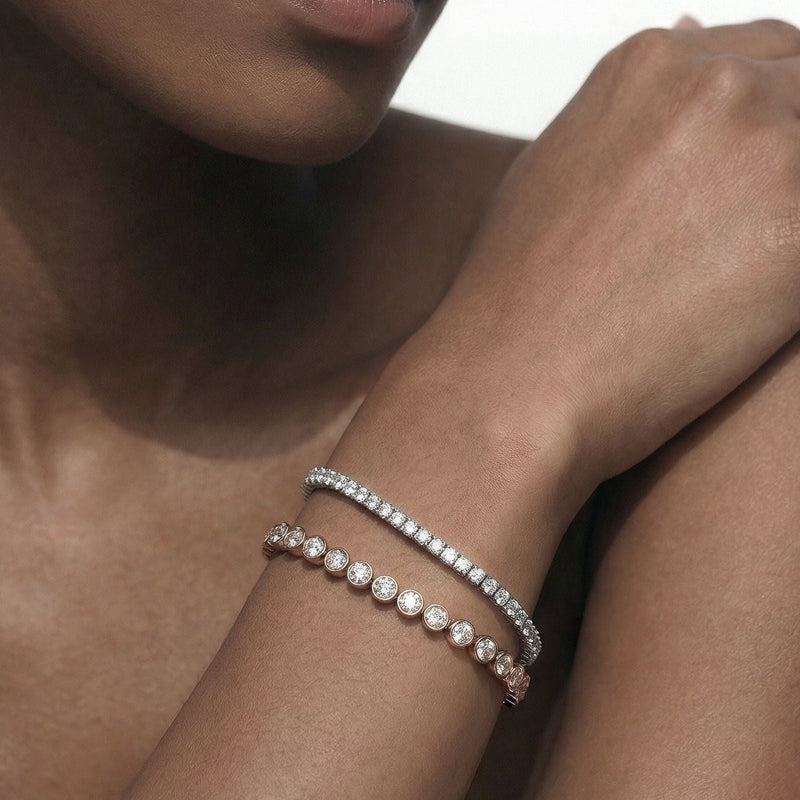 Classic 4-Prong Round Lab Diamond Square Basket Tennis Bracelet