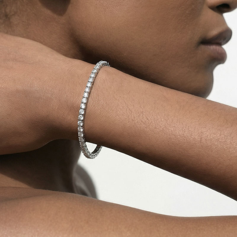 Classic 4-Prong Round Lab Diamond Square Basket Tennis Bracelet