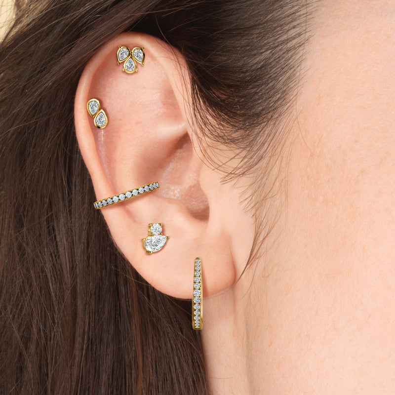 Circular Diamond Tapering Hoop Earrings