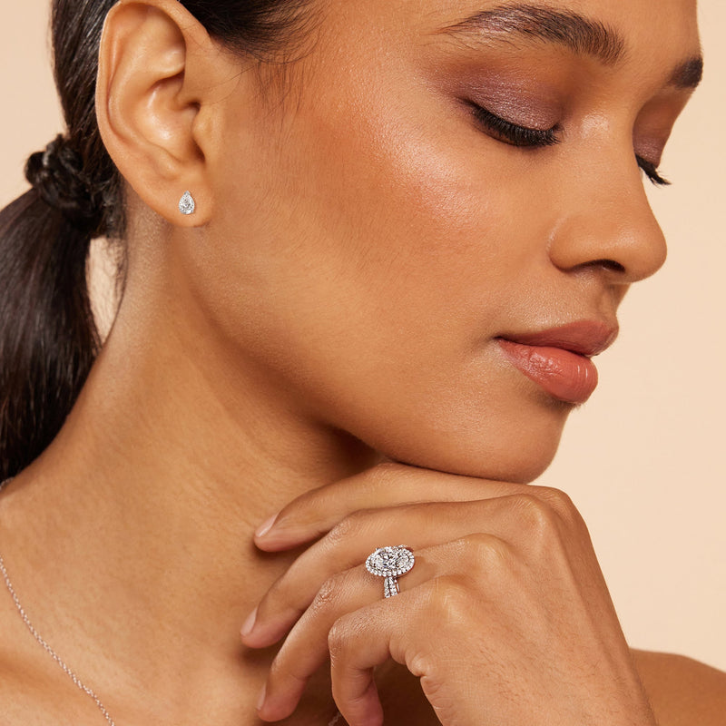 Classic Pear Brilliant Cut Diamond Martini Stud Earrings (F/G VS+)