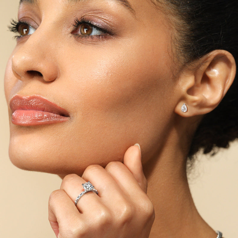 Classic Pear Brilliant Cut Diamond Martini Stud Earrings (F/G VS+)