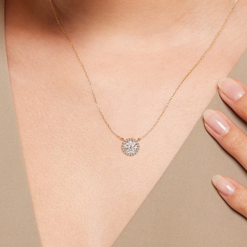 Halo Round Lab Created Diamond Necklace