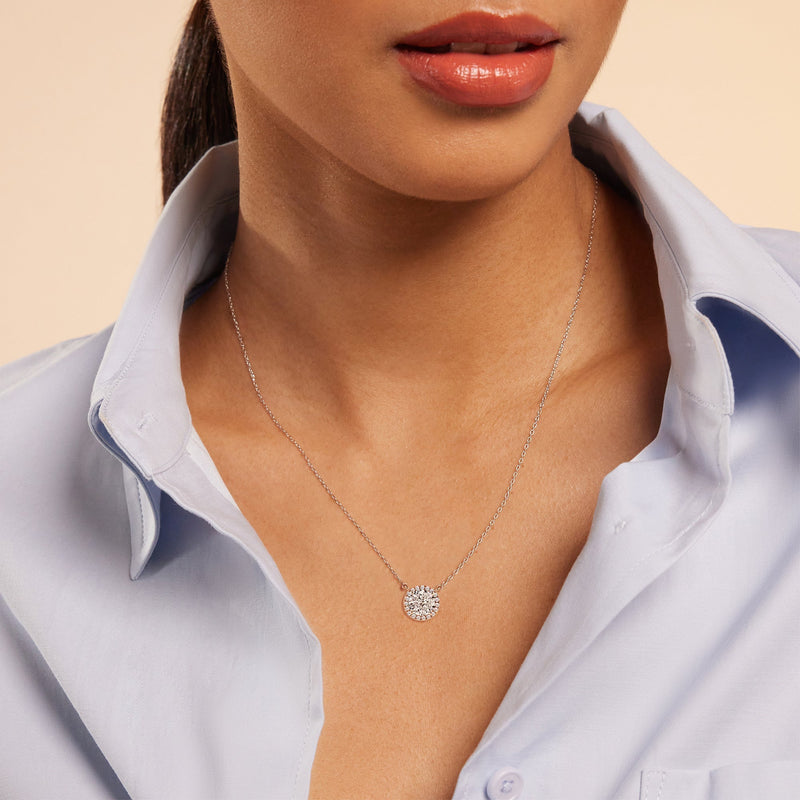 Halo Round Lab Created Diamond Necklace