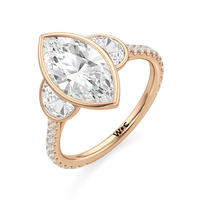 The Olivia Three Stone Engagement Ring
