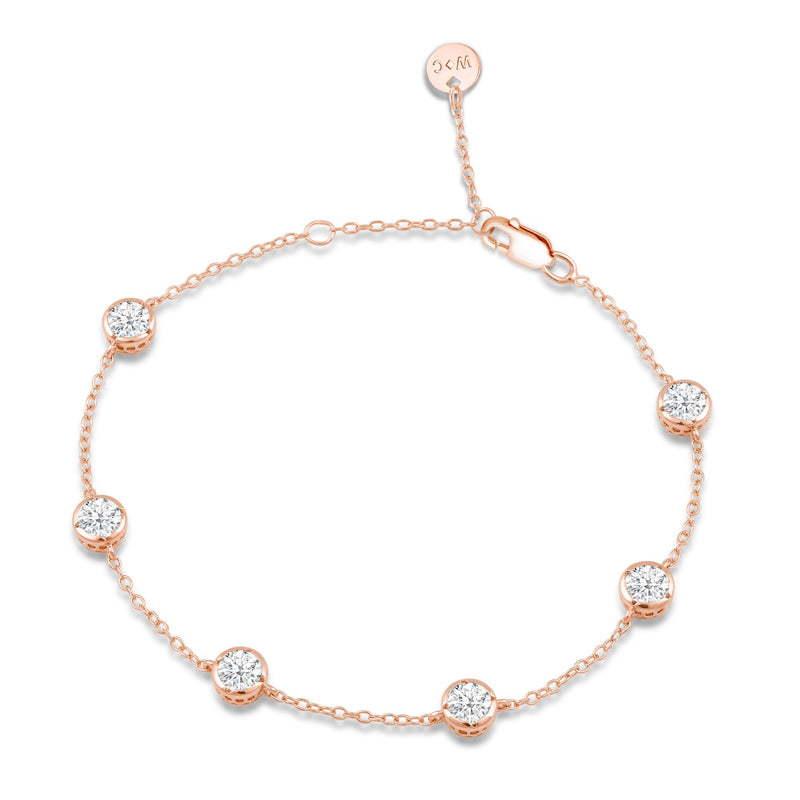 Bezel Set Round Station Bracelet