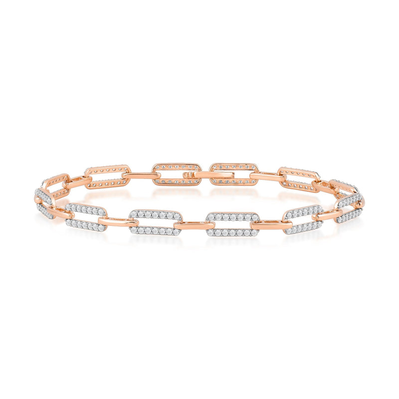 Diamond Studded Rectangular Link Bracelet