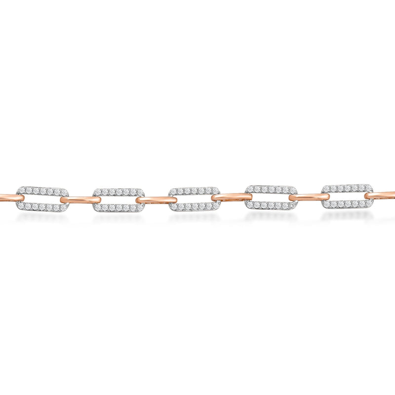 Diamond Studded Rectangular Link Bracelet